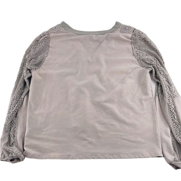 Gimmicks Womens XL Beige Gray Sweater With Crochet long Sleeves Buckle BKE - Picture 4 of 5